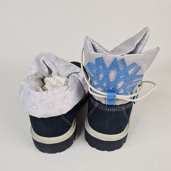 Timberland Roll Top Boys Boots Waterproof Navy Leather Winter New - Picture 7 of 12